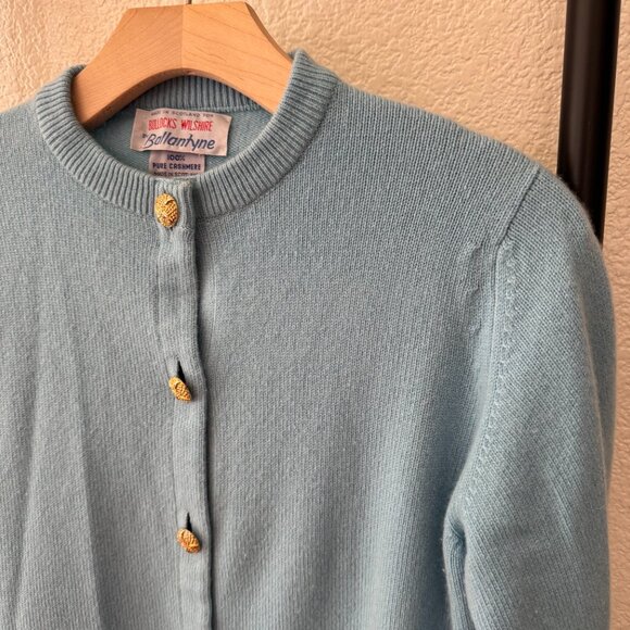 Vintage Light Blue Ballantyne Cashmere Cardigan - Picture 5 of 8